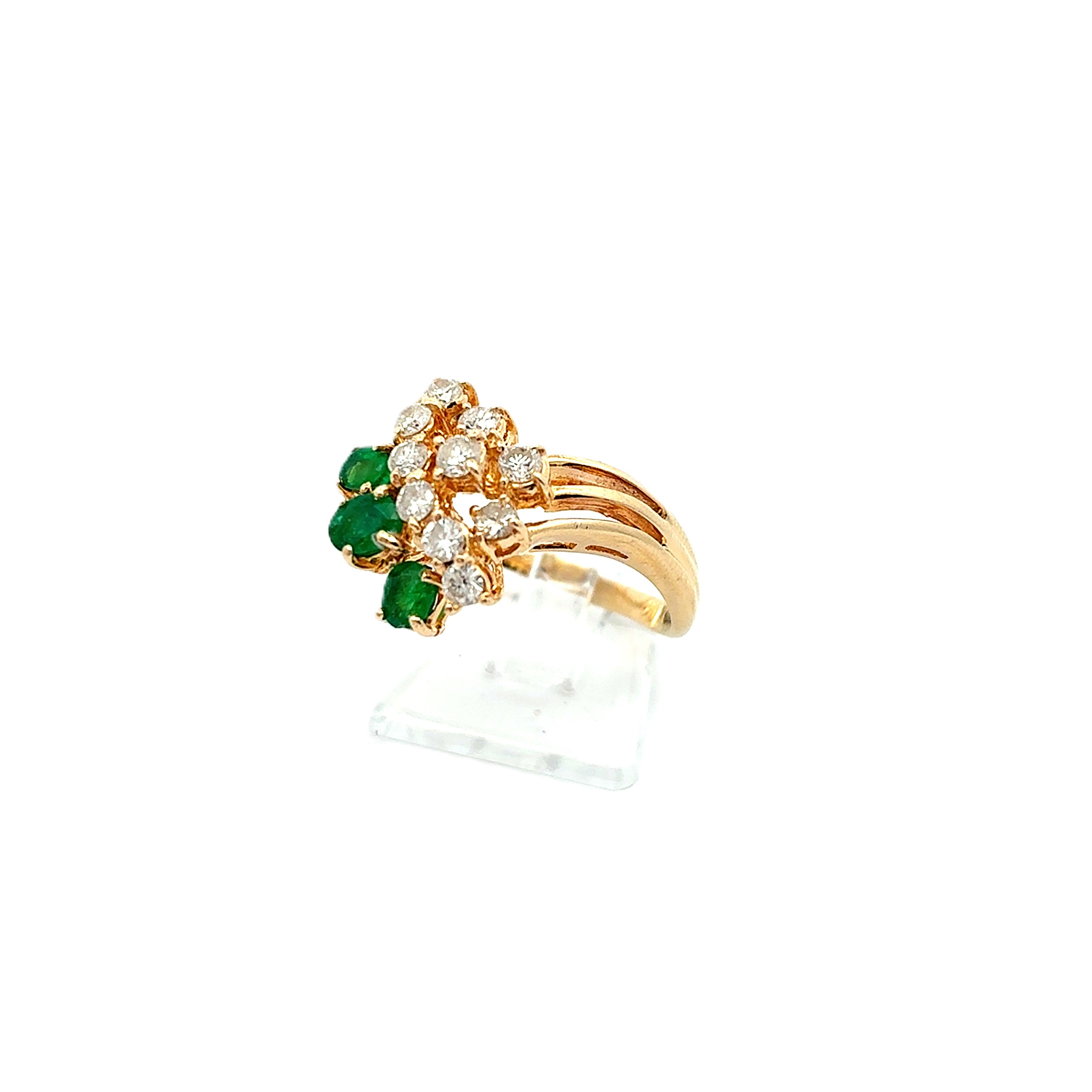 Ring Gold 585 14 kt Brillanten Schmuckstein Grün Damen