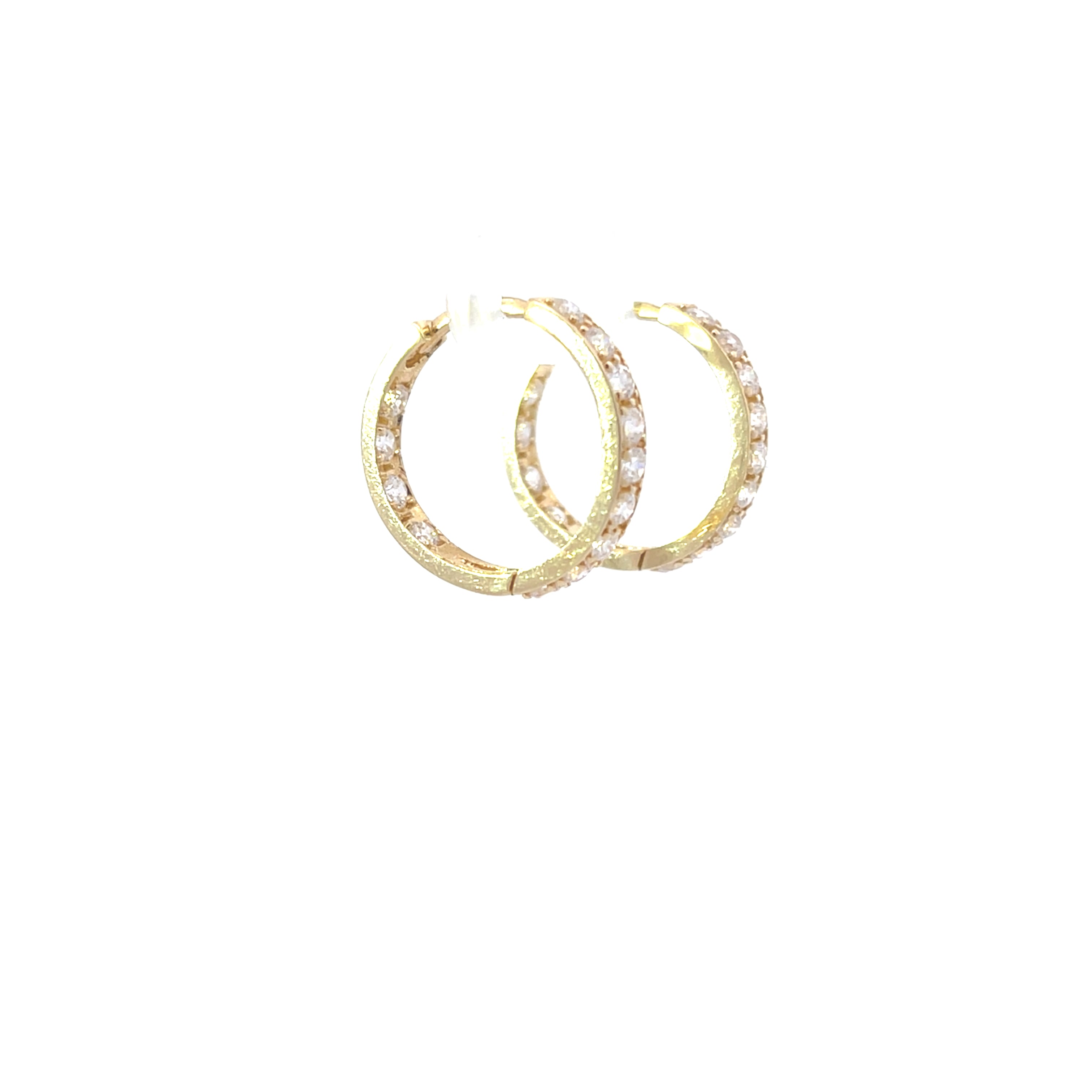 Ohrringe Creolen 585 14 Karat Gelb Gold mit Zirkonia