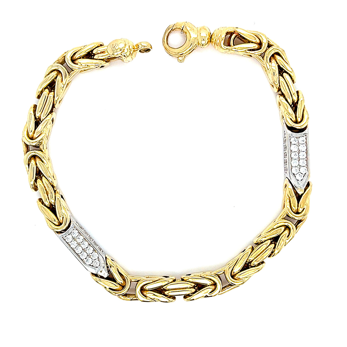 Königskette Armband Gelb Weiß Gold 585 14 kt  Zirkonia Unisex