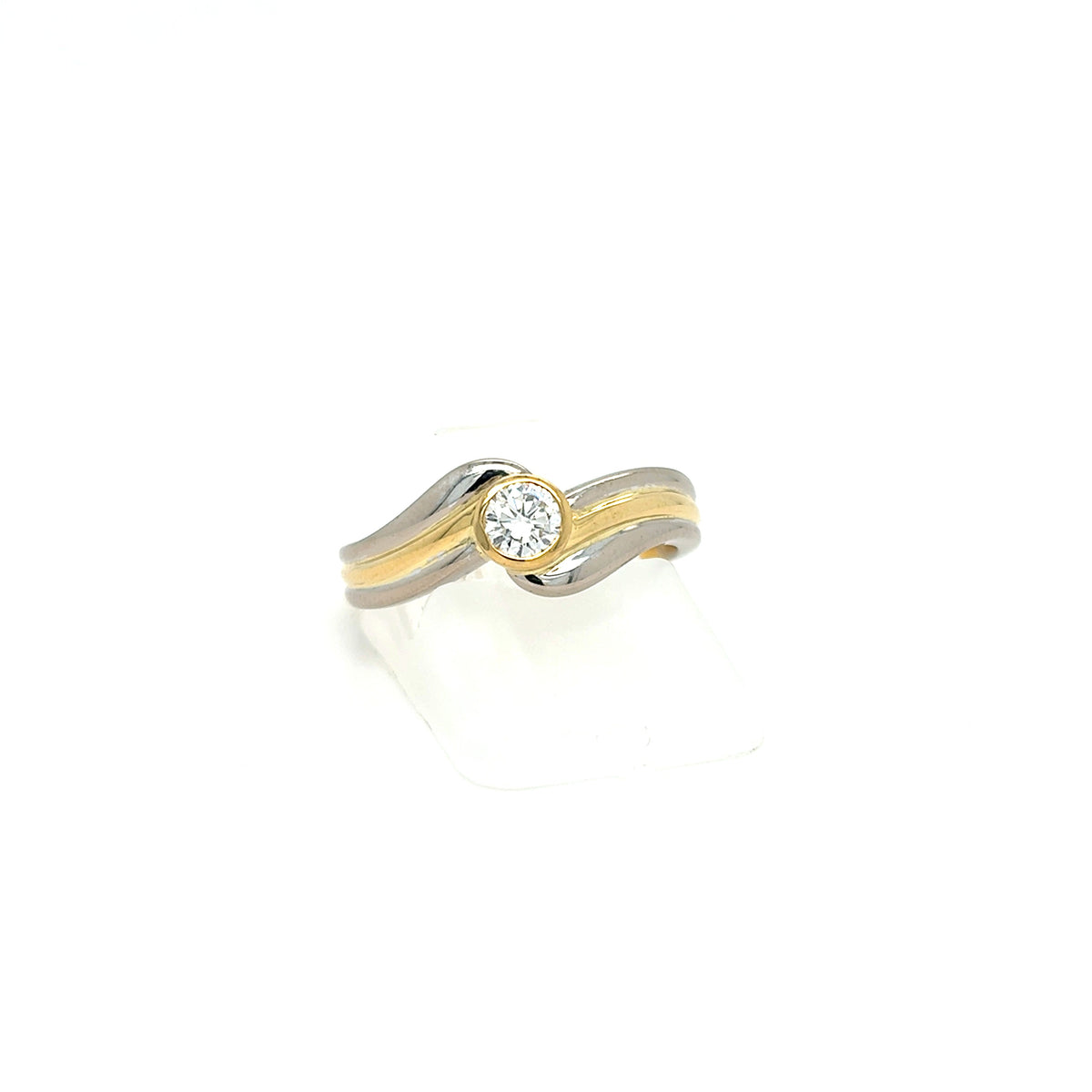 Ring Gelb Weiß Gold 750 18 kt Brillant 0,25 ct Damen