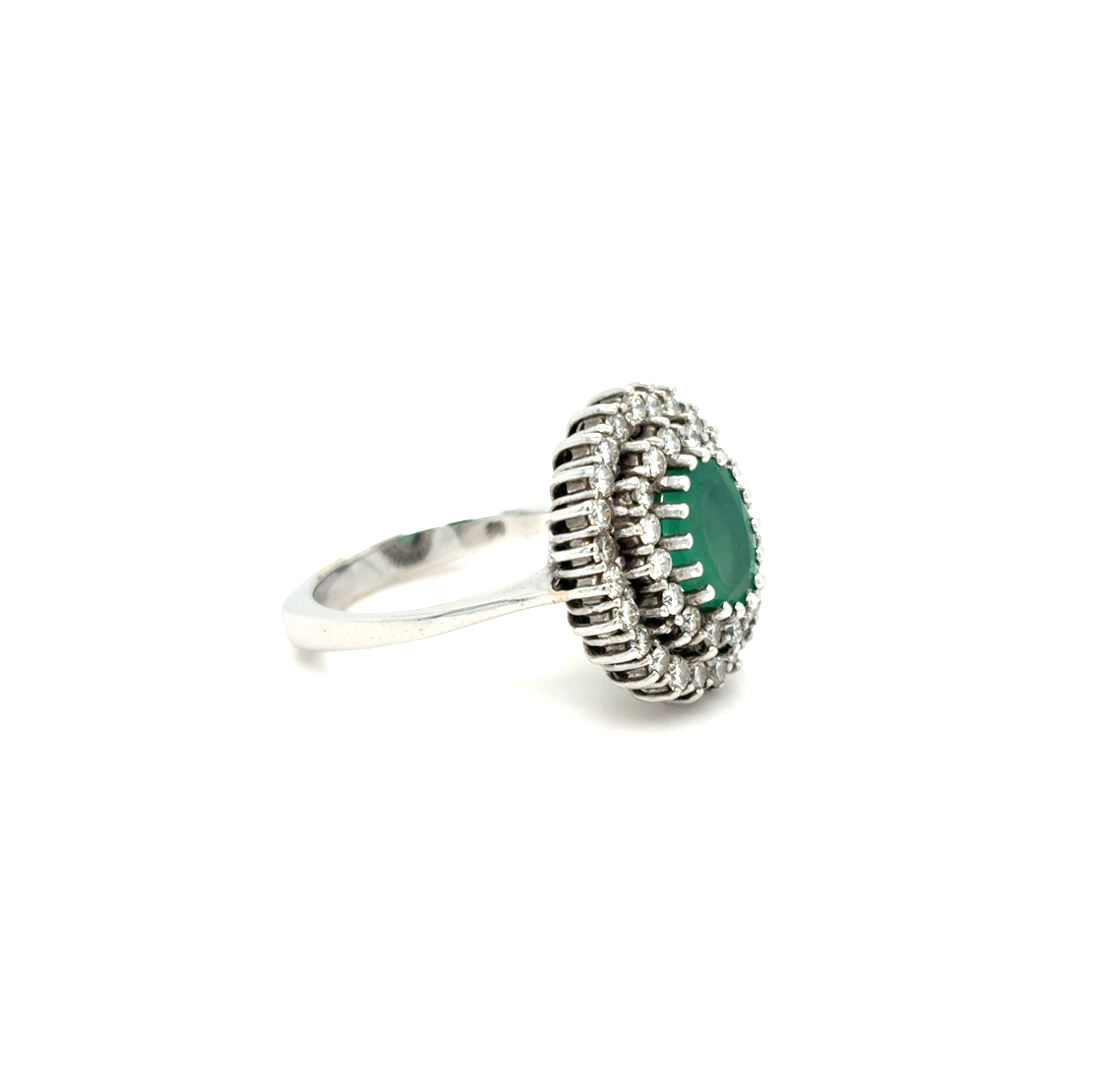 Ring Weiß Gold 585 14 kt Brillanten Schmuckstein Grün Damen