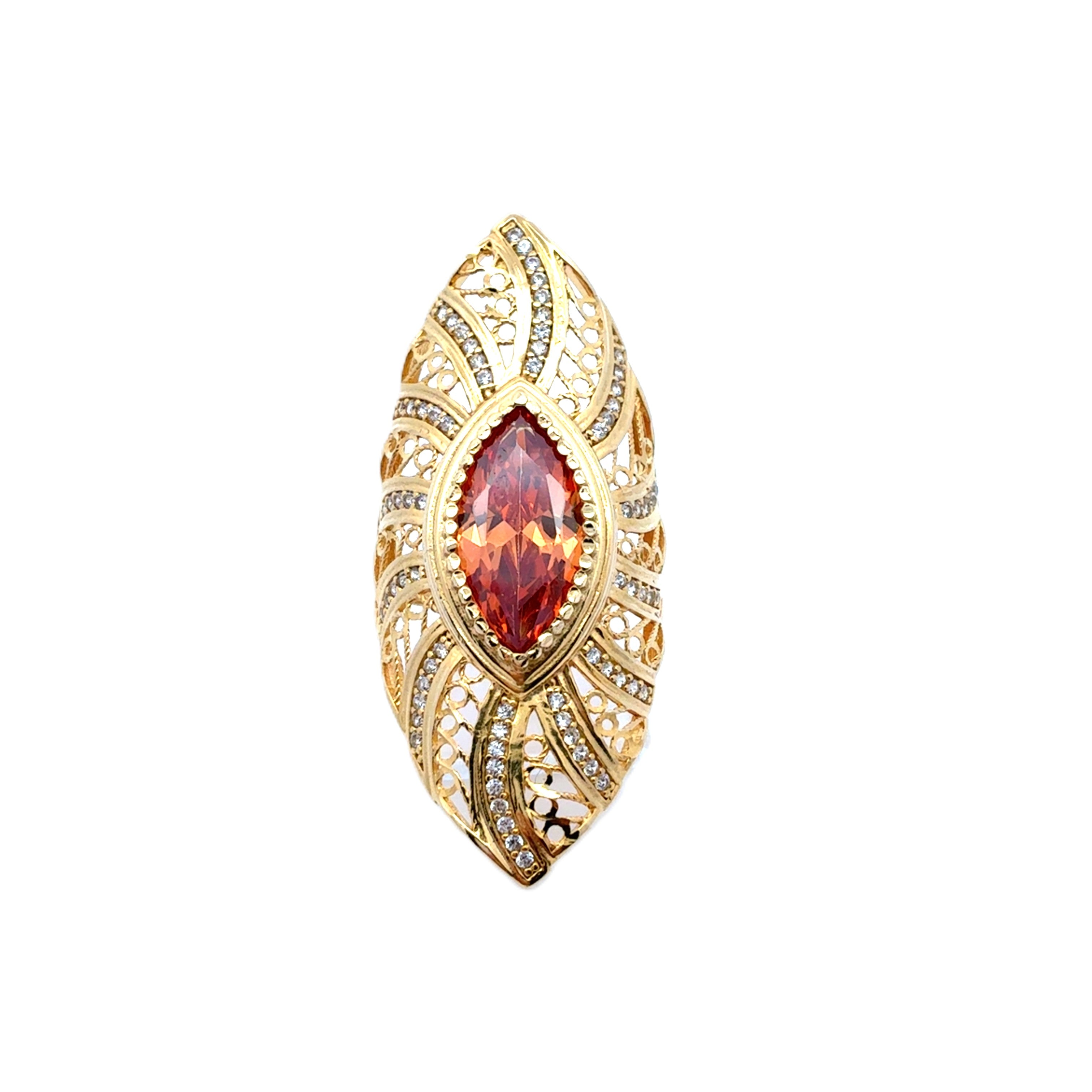 Ring Gelb Gold 585 / 14kt Orange Zirkonia Damen *53*