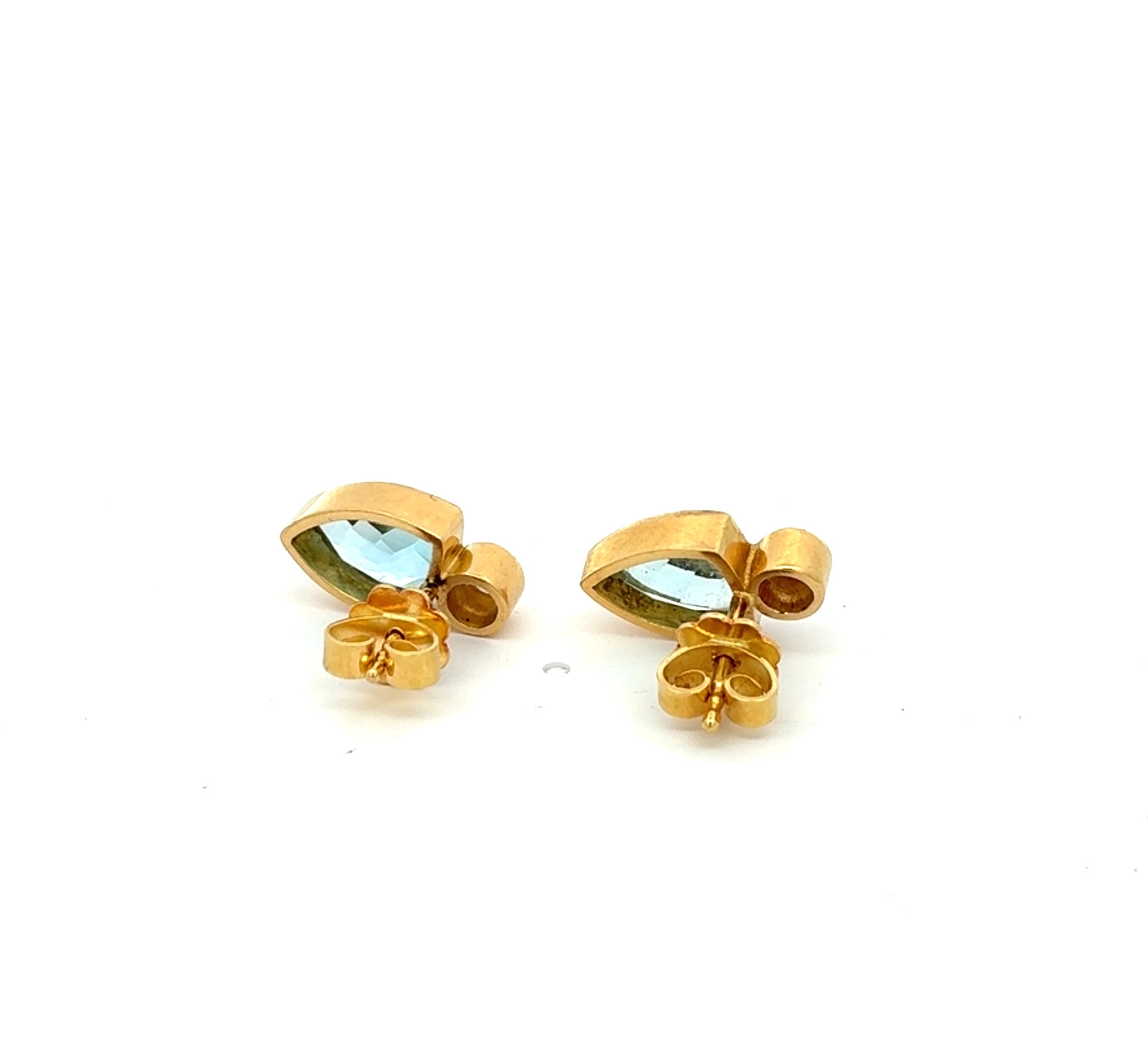 Ohrringe Gelb Gold 750 Brillanten Aquamarin