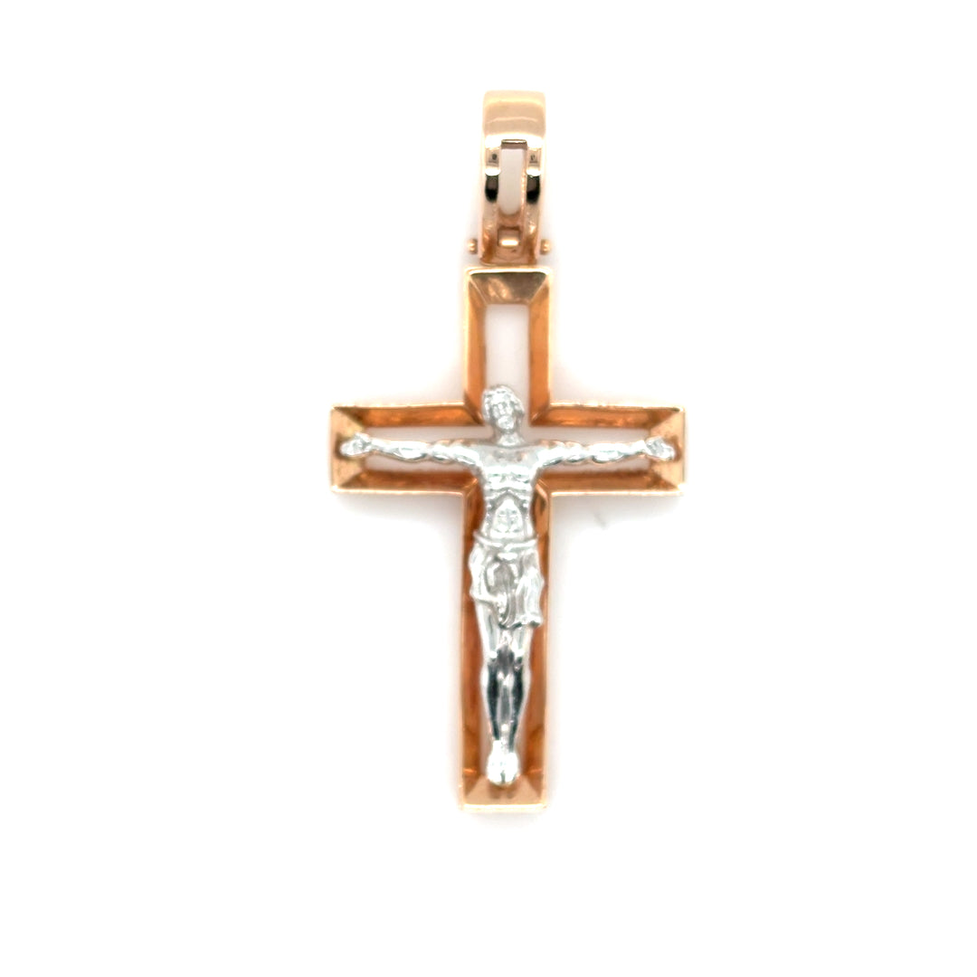 Kreuz Kettenanhänger Rot/Weißgold 585/14kt