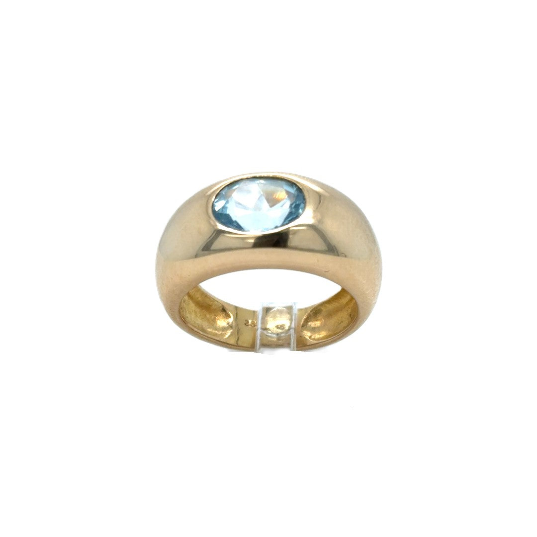 Ring Gelb Gold 333/8kt mit Schmuckstein Blau Gr. 55/56