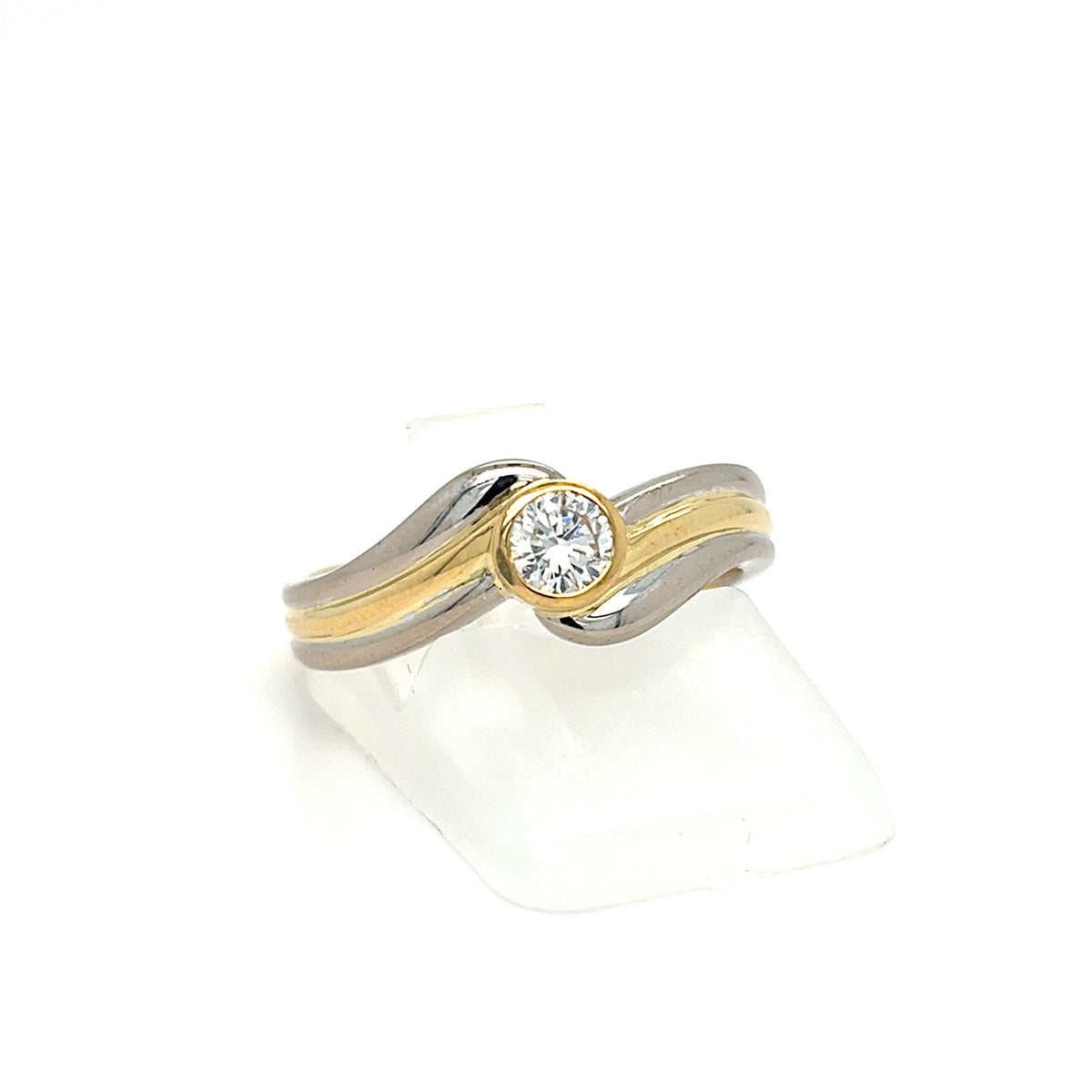 Ring Gelb Weiß Gold 750 18 kt Brillant 0,25 ct Damen