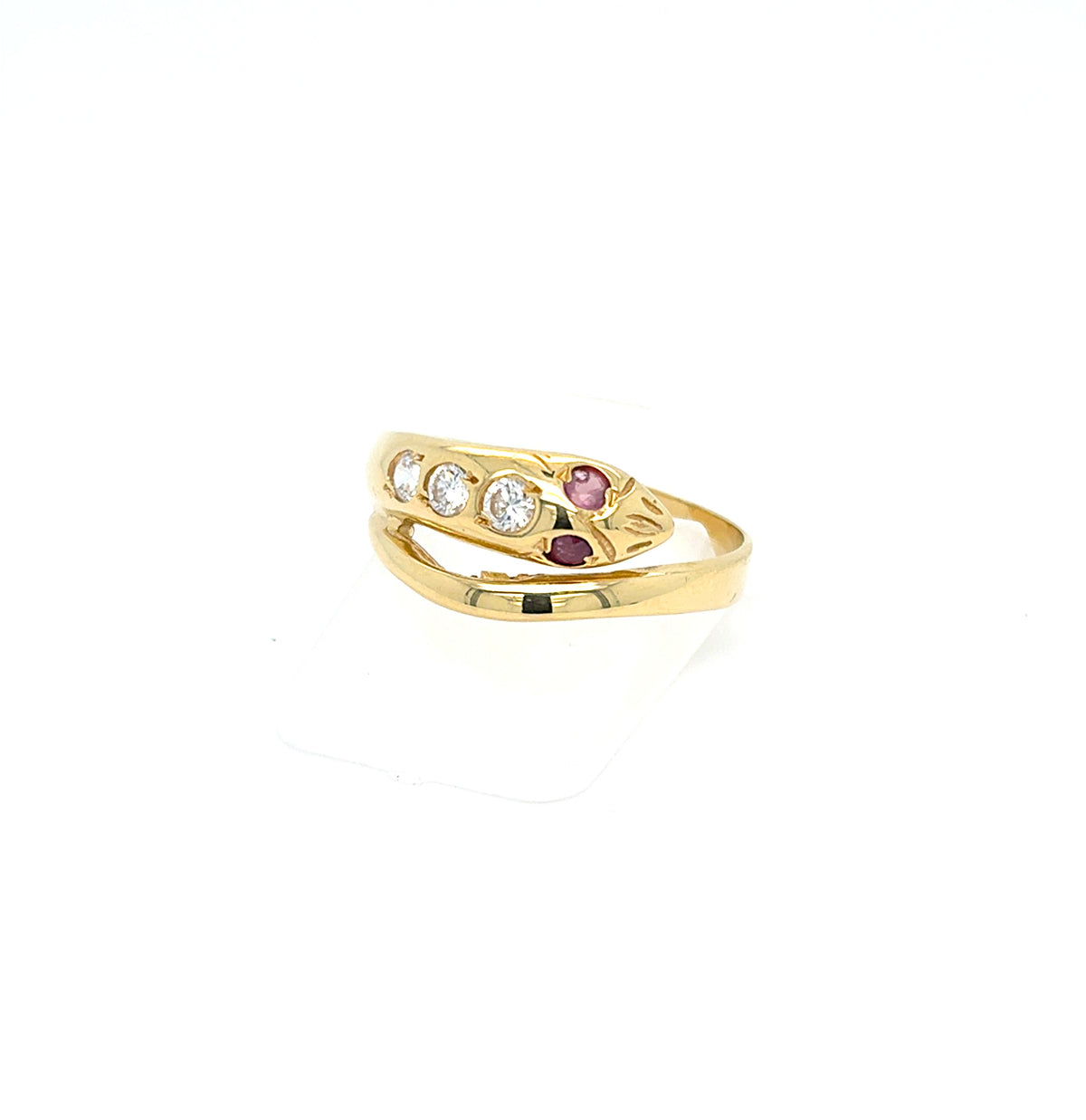 Ring Gelb Gold 750 18 kt Schlange Zirkonia