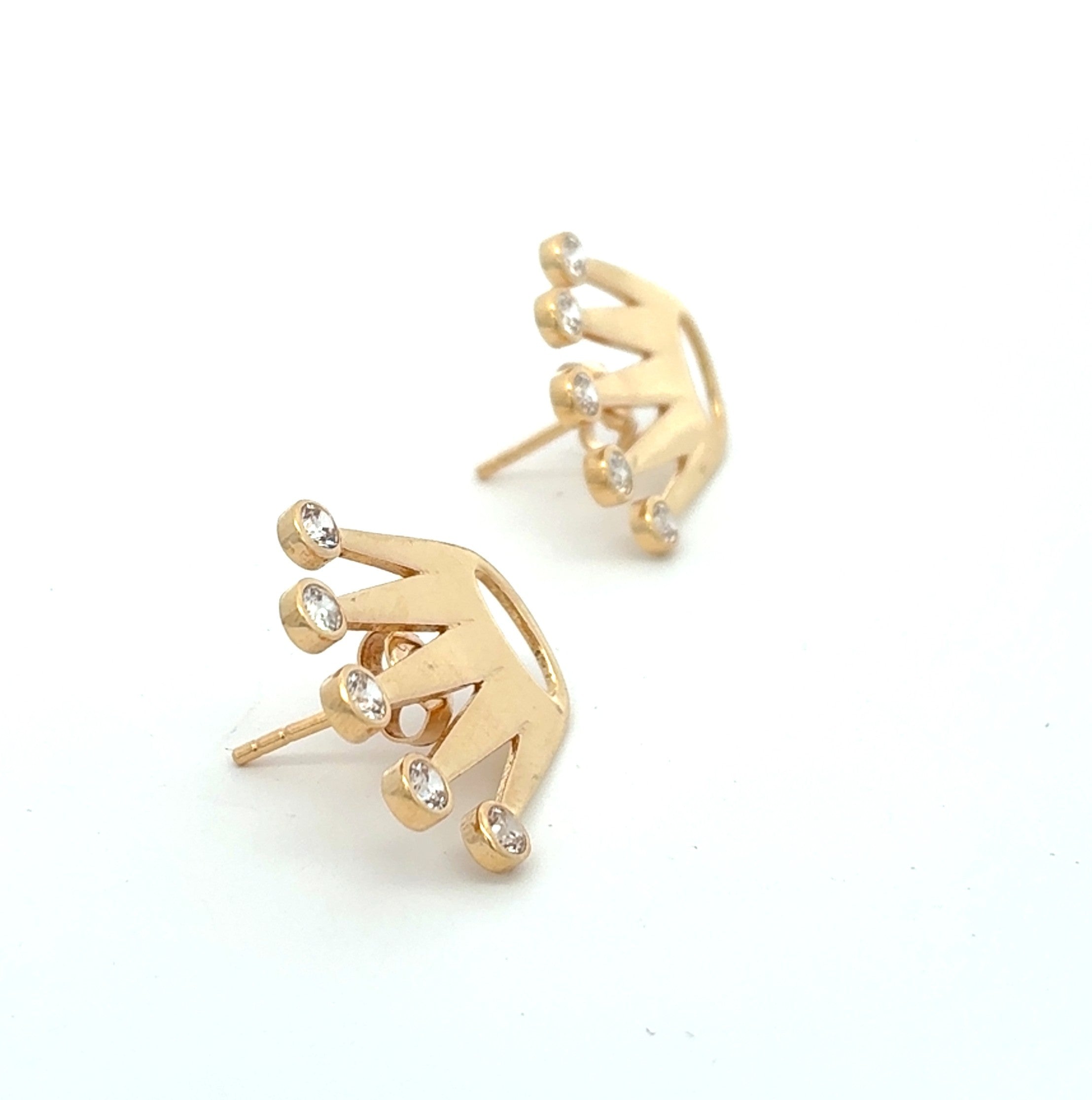 Ohrstecker Gelb Gold 585 Zirkonia Krone Unisex