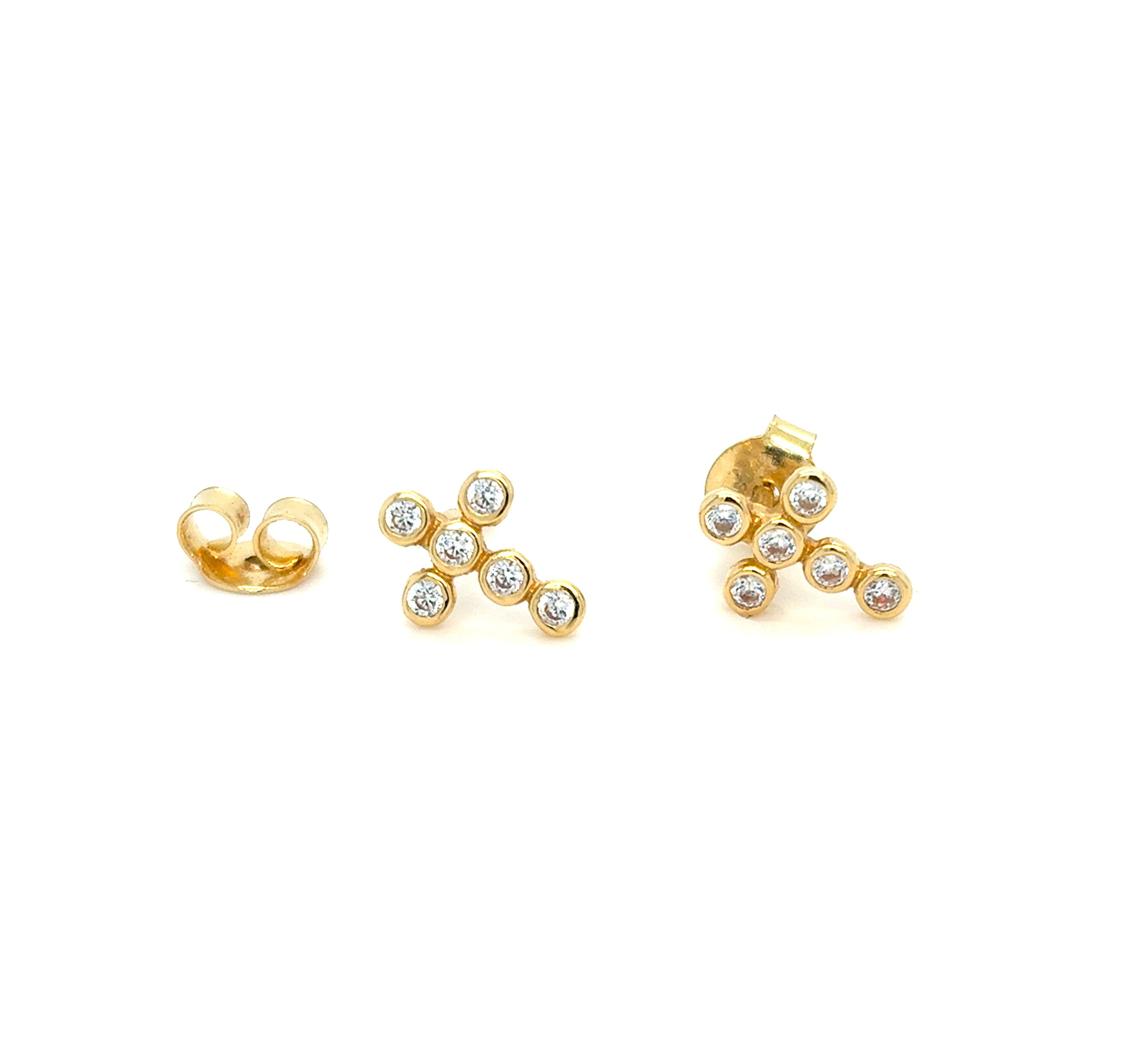 Ohrringe Gold Zirkonia Kreuz Stecker
