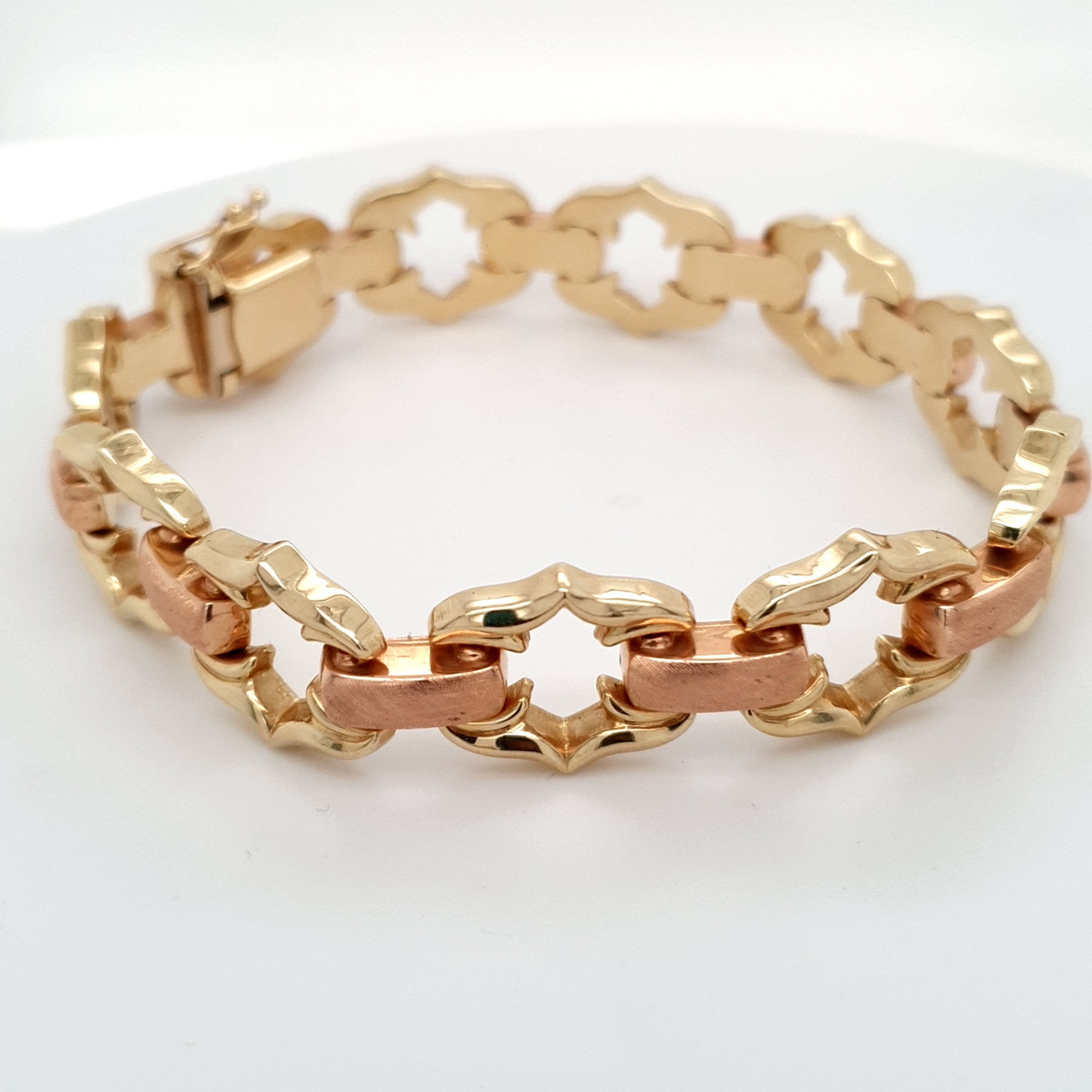 Armband 585/ 14 kt Gelbgold Rotgold  19,5 cm Kastenverschluss Damen Schmuck Geschenk